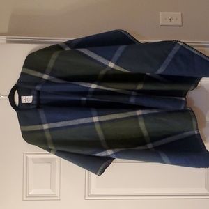 Woolrich green Blue Reversible Kimono Sweater one size